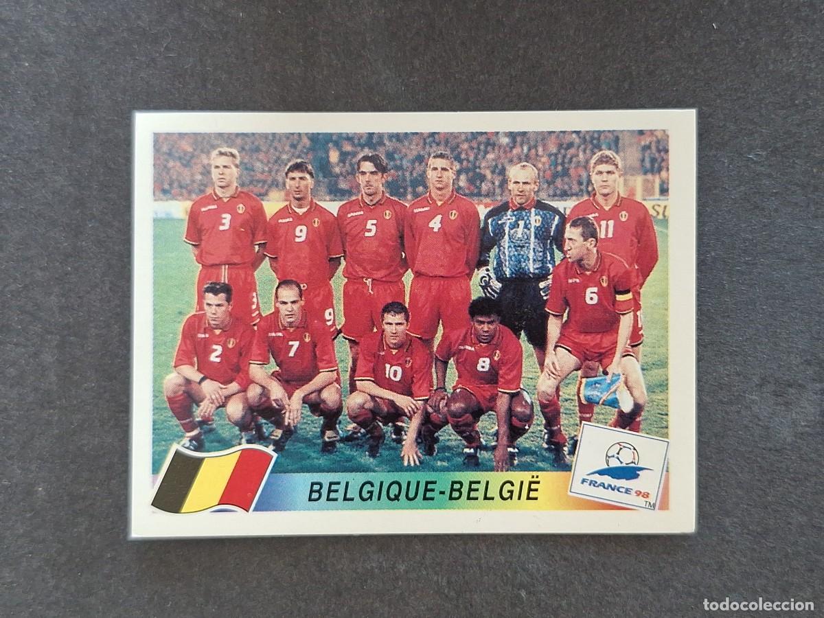 Cromos de f&uacute;tbol: L1 ALINEACION EQUIPO SELECCION BELGICA 317 MUNDIAL FRANCIA 98 PANINI NUNCA PEGADO SIN PEGAR