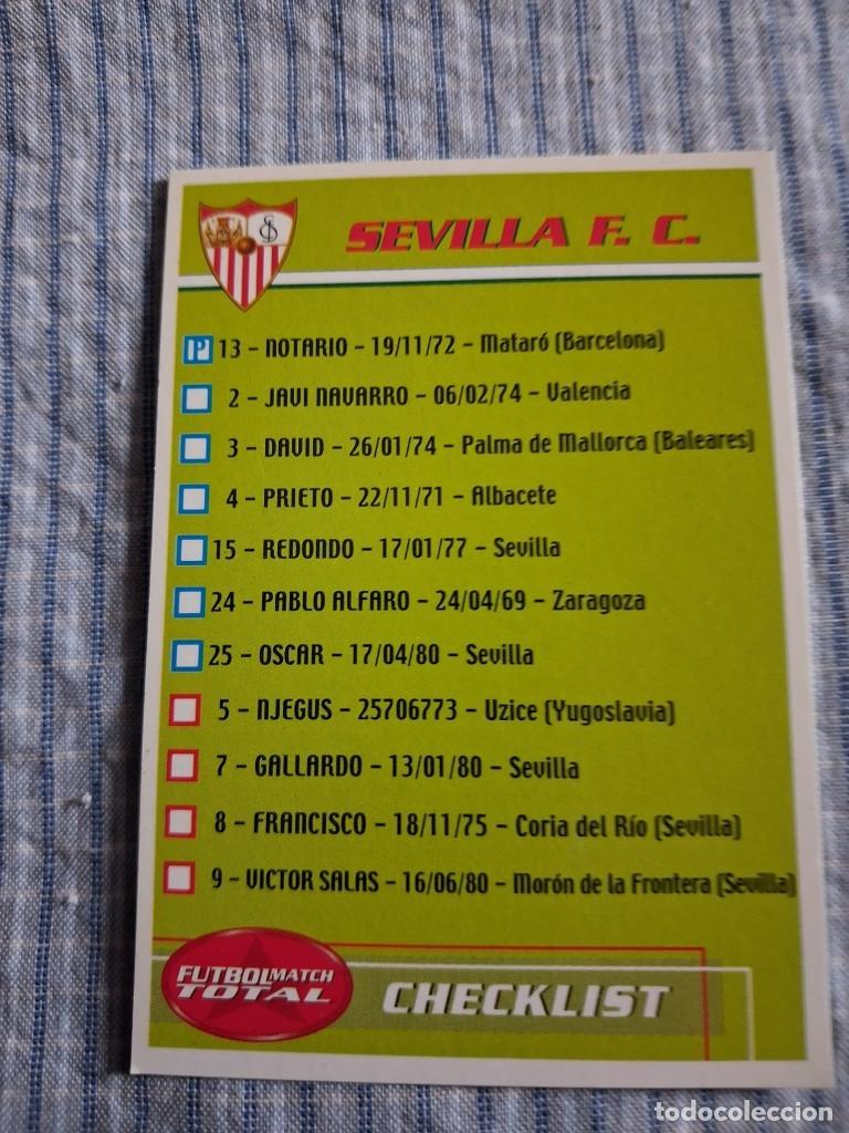 Cartes &agrave; collectionner de Football: F&uacute;tbol Match Total. Liga 2002 &ndash; 2003. Checklist. Sevilla F.C. Magic Box Int. Estado ver imagen