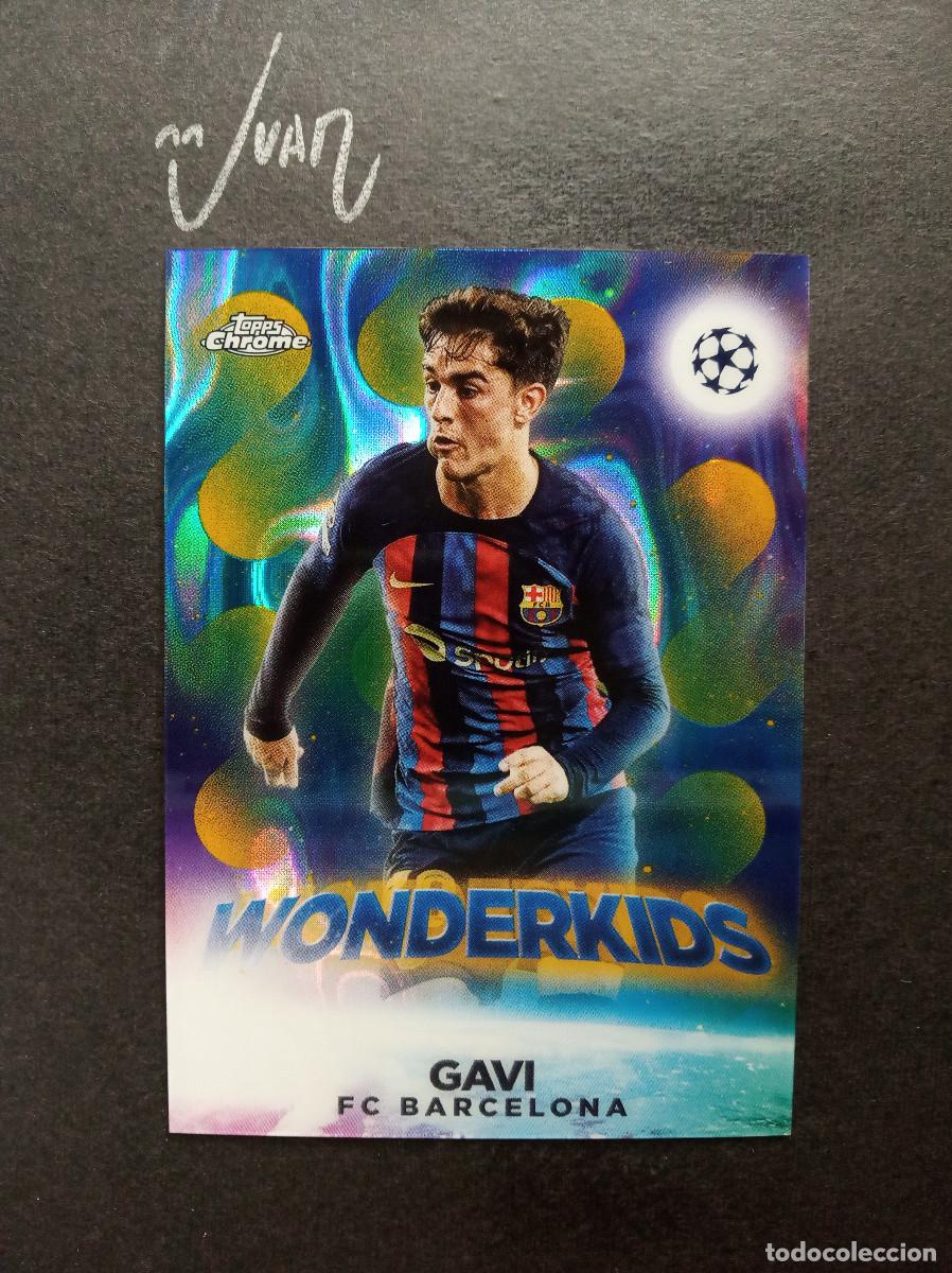 Cromos de f&uacute;tbol: 3 WONDERKIDS PARALELA ORANGE LAVA REFRACTOR GAVI BARCELONA ⚽ TOPPS &reg; CHROME UEFA 2022 2023 22 23