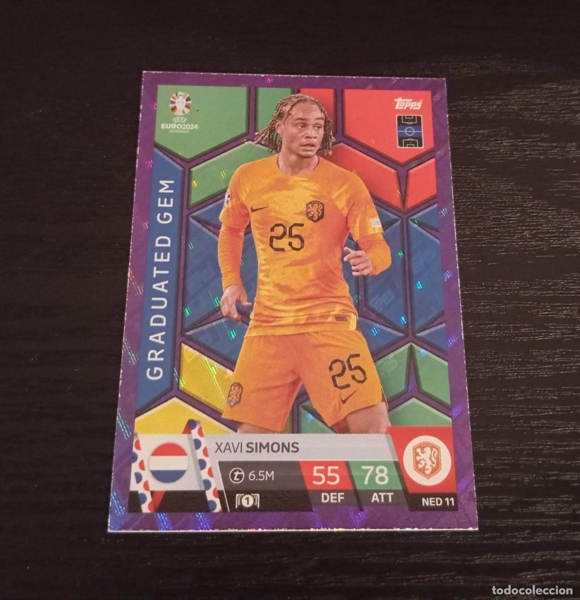 Cromos de f&uacute;tbol: -TOPPS UEFA EURO 2024 GERMANY : NED 11 XAVI SIMONS ( HOLANDA ) -- GRADUATED GEM PURPLE SAPPHIRE --