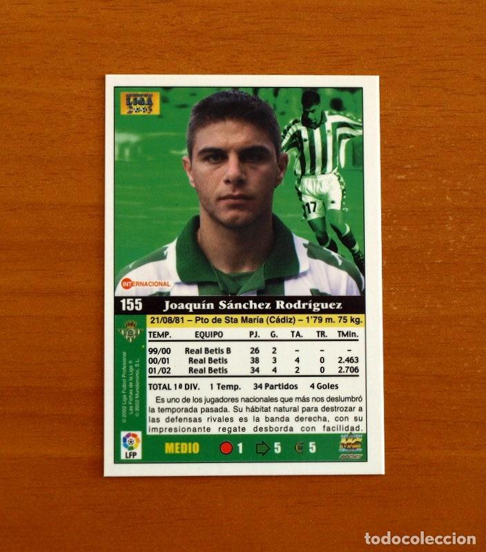Cromos de f&uacute;tbol: Real Betis - N&ordm; 155 Joaquin - Mundicromo Las Fichas de la Liga 2002-2003, 02-03