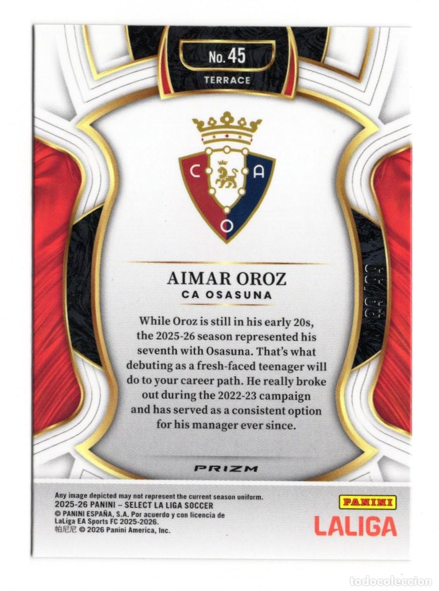 Cromos de f&uacute;tbol: Aimar Oroz Osasuna Select Panini Numerada /99 - Foto 2