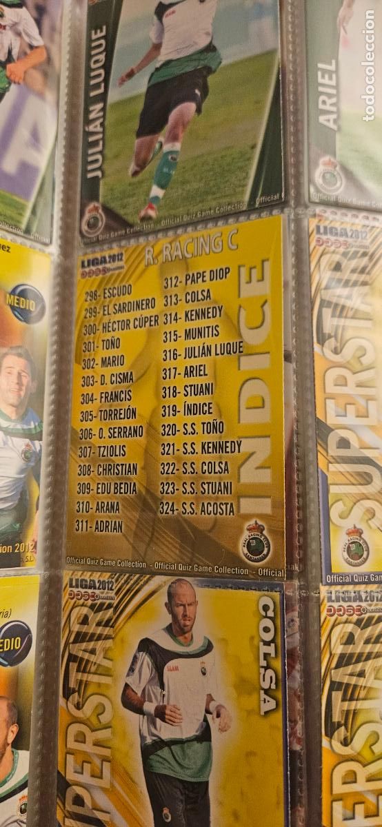 Cromos de f&uacute;tbol: 319: &Iacute;ndice de plantilla - Racing de Santander - quiz game 2011 2012 sport mundicromo trading card