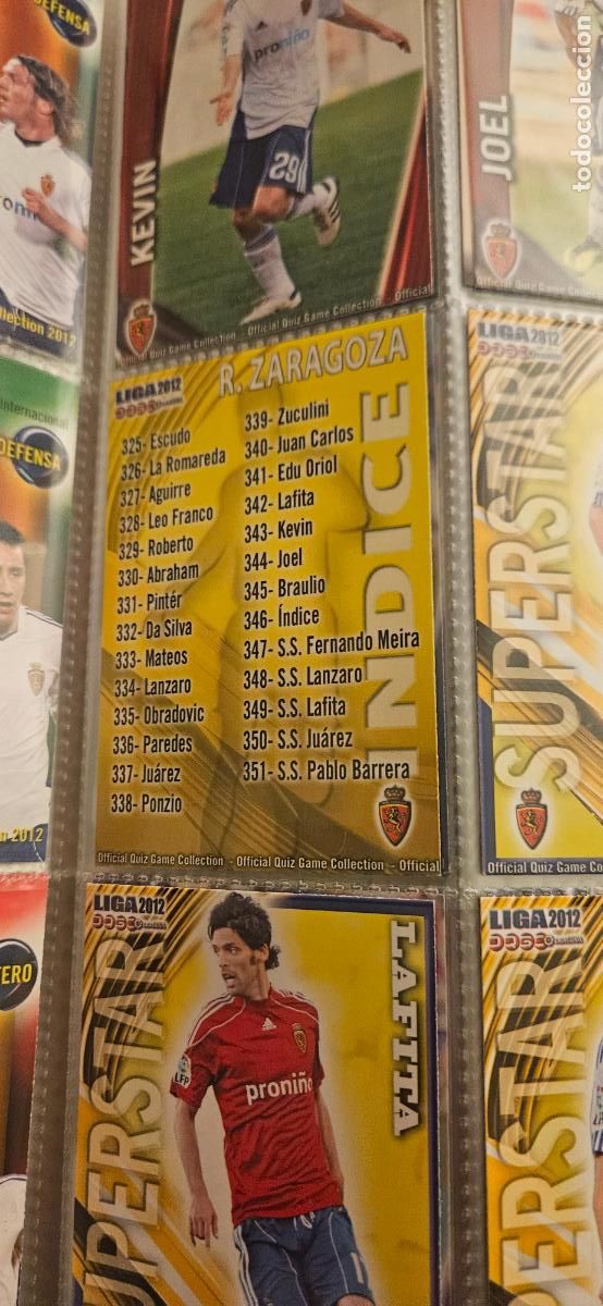 Cromos de f&uacute;tbol: 346 &Iacute;ndice de plantilla - Real Zaragoza - quiz game 2011 2012 sport mundicromo trading card