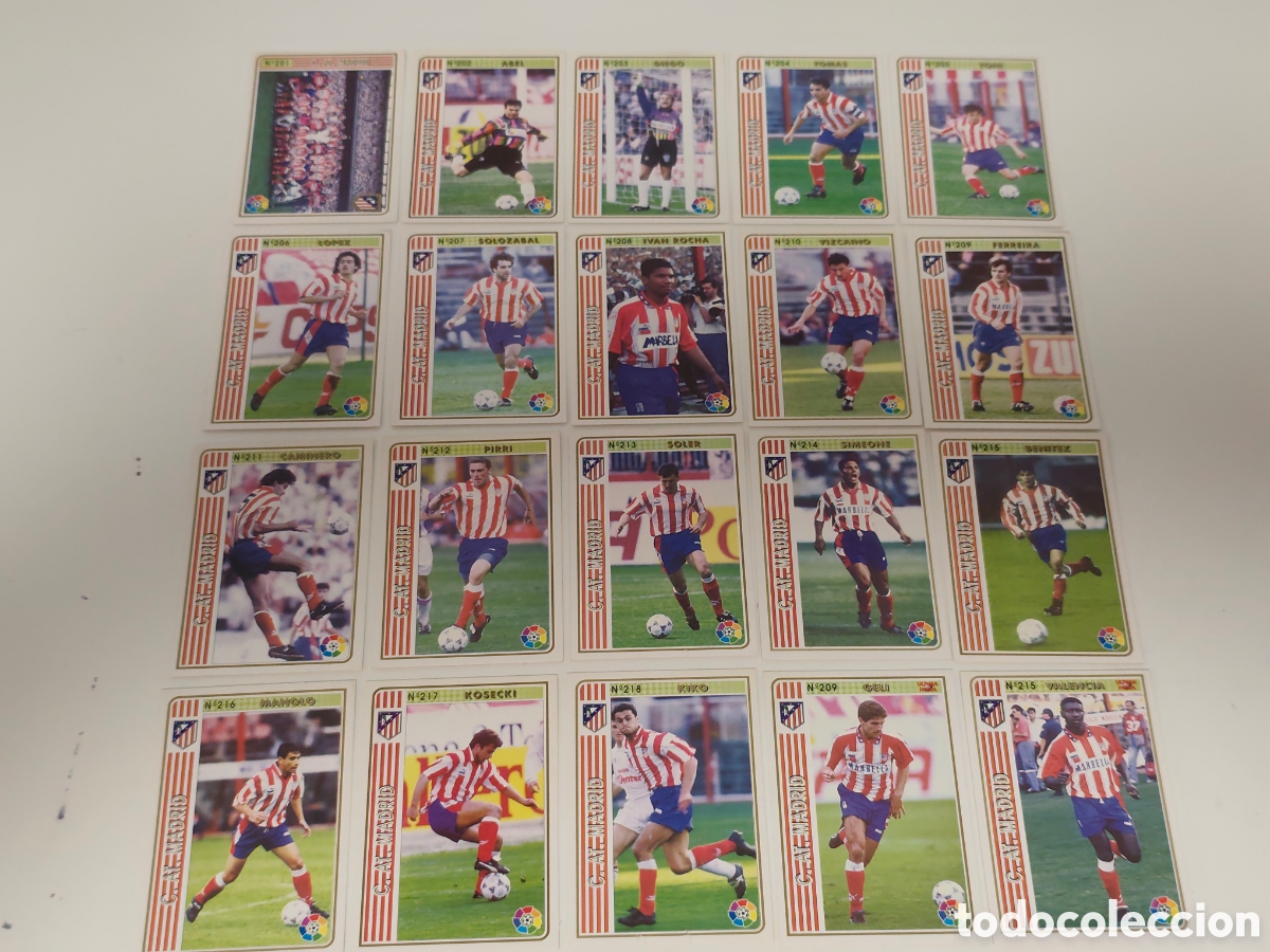 Cromos de f&uacute;tbol: COMPLETO 20 CARDS ATL&Eacute;TICO MADRID MUNDICROMO LIGA 1994 1995