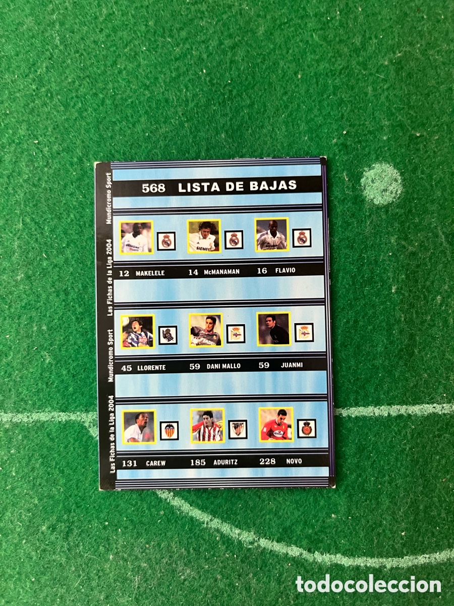 Cromos de f&uacute;tbol: 568 LISTA DE BAJAS LAS FICHAS DE LA LIGA 2003 2004 MUNDICROMO &Iacute;NDICE