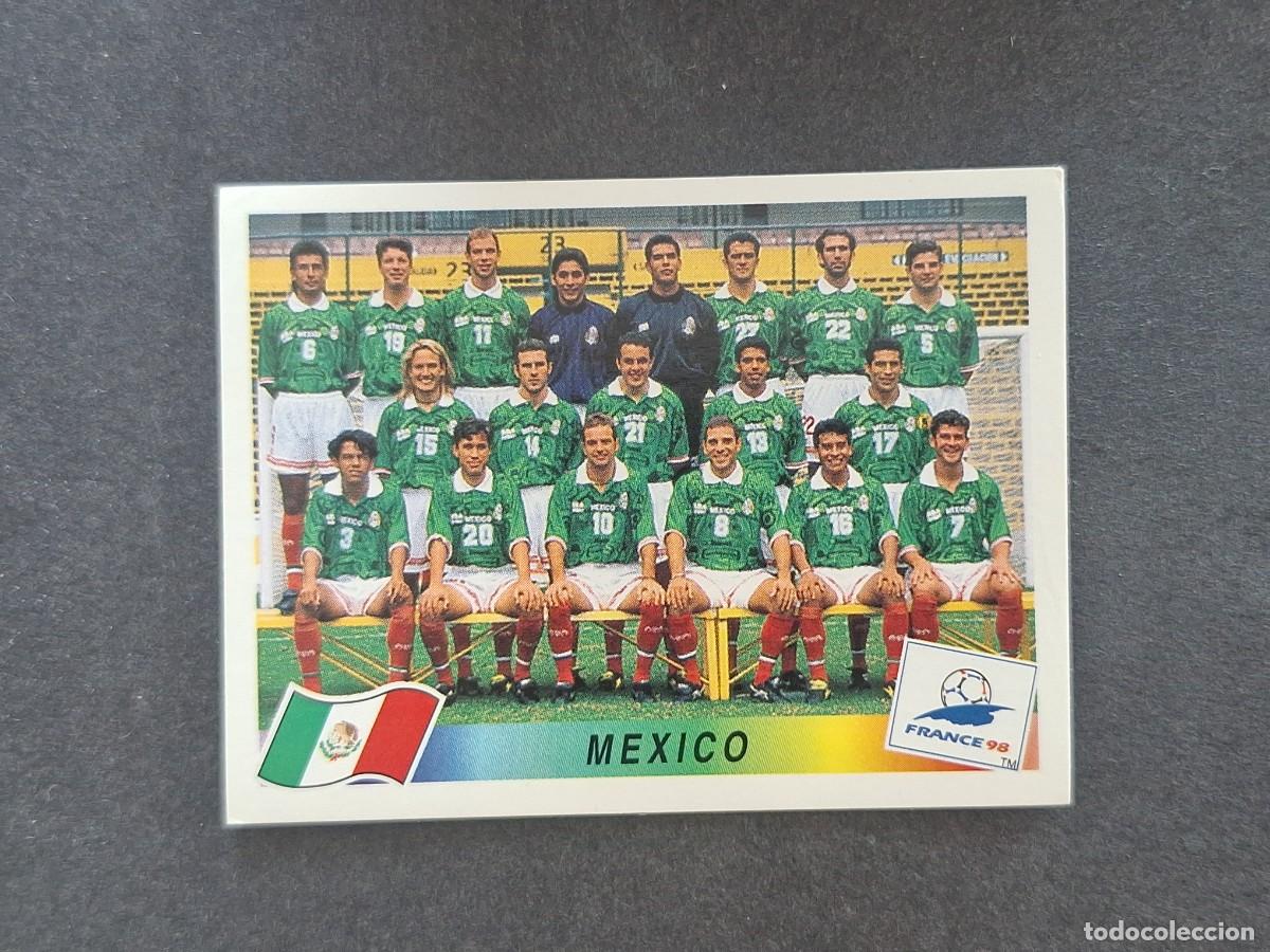 Cromos de f&uacute;tbol: L1 ALINEACION EQUIPO SELECCION MEXICO 353 MUNDIAL FRANCIA 98 PANINI NUNCA PEGADO SIN PEGAR
