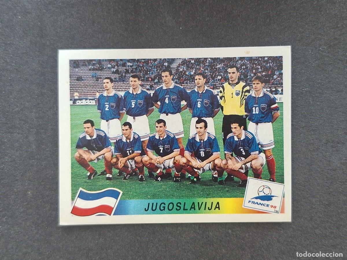 Cromos de f&uacute;tbol: L1 ALINEACION EQUIPO SELECCION YUGOSLAVIA 389 MUNDIAL FRANCIA 98 PANINI NUNCA PEGADO SIN PEGAR