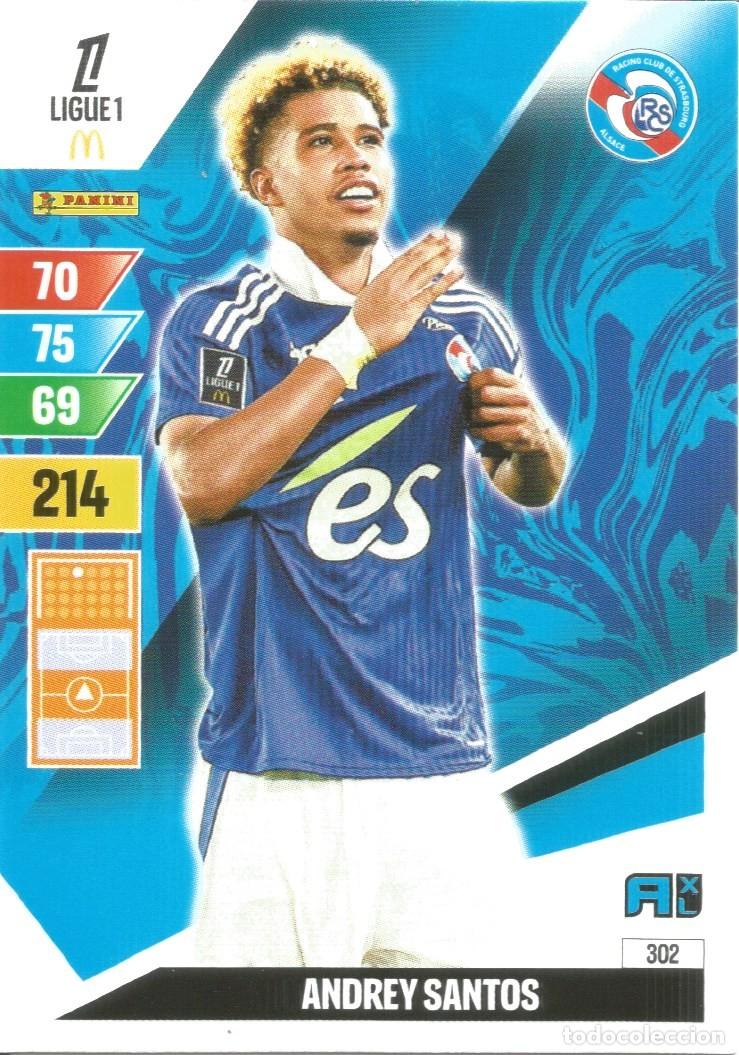 Cromos de f&uacute;tbol: Carta N&uacute;mero 302 - A. Santos - Strasbourg - Ligue 1 McDonald's 2024-25 - Adrenalyn XL (Panini, 2024)