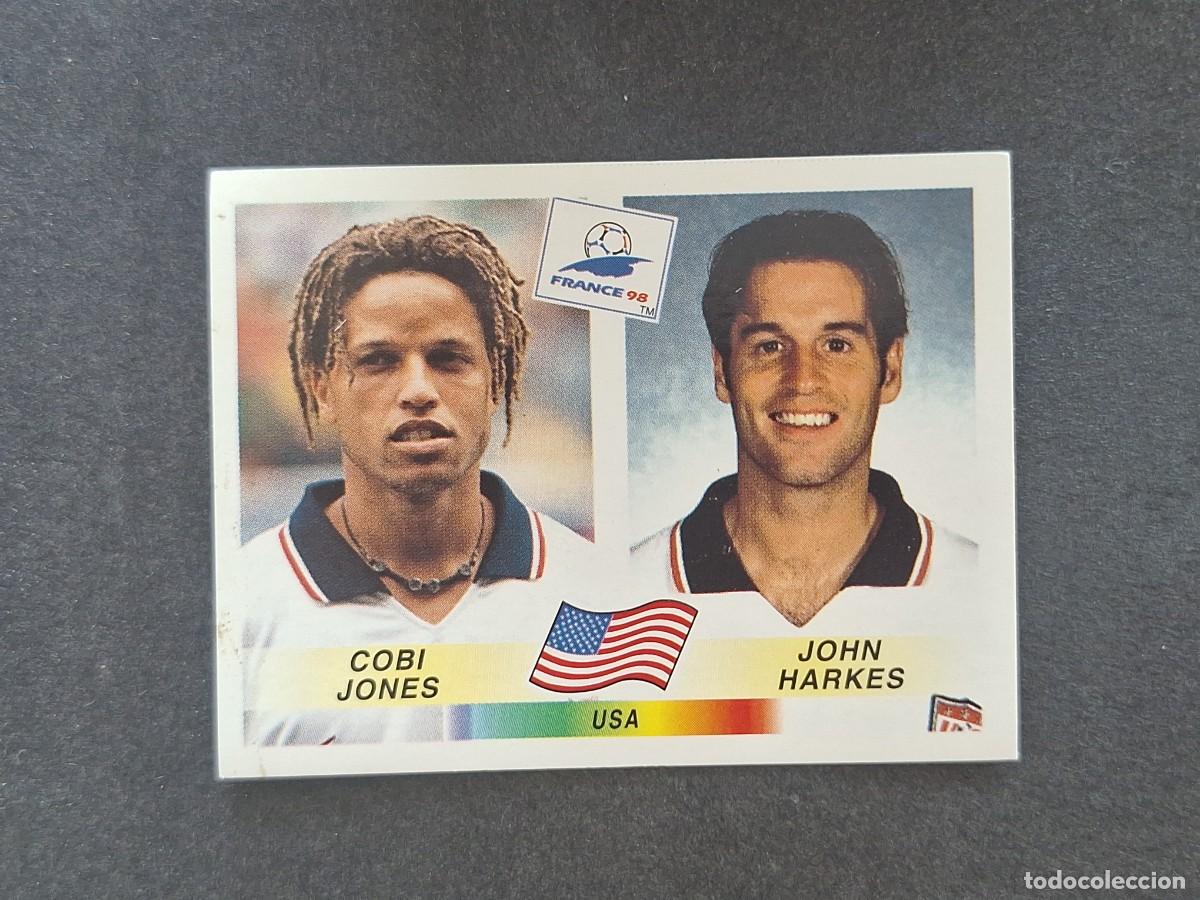 Cromos de f&uacute;tbol: L1 COBI JONES - JOHN MARKES SELECCION USA 412 MUNDIAL FRANCIA 98 PANINI NUNCA PEGADO SIN PEGAR