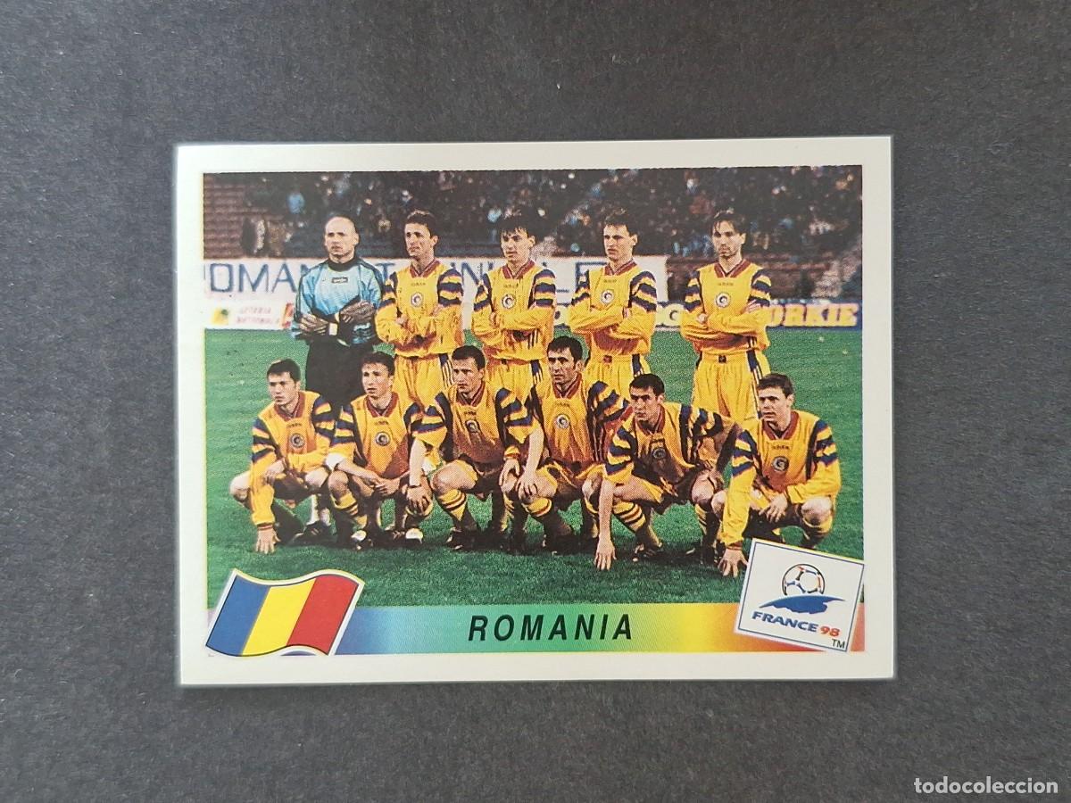 Cromos de f&uacute;tbol: L1 ALINEACION EQUIPO SELECCION RUMANIA 427 MUNDIAL FRANCIA 98 PANINI NUNCA PEGADO SIN PEGAR