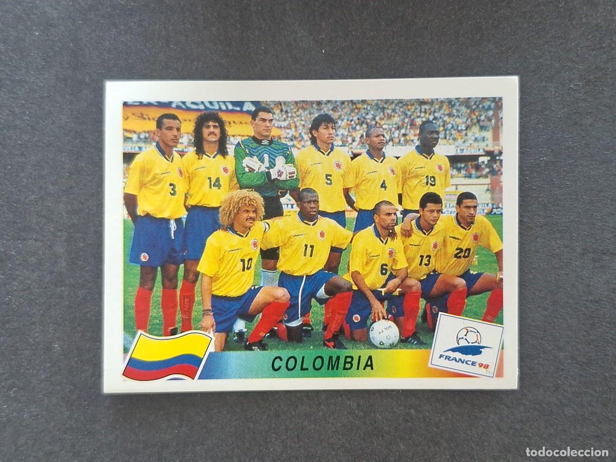 Cromos de f&uacute;tbol: L1 ALINEACION EQUIPO SELECCION COLOMBIA 445 MUNDIAL FRANCIA 98 PANINI NUNCA PEGADO SIN PEGAR