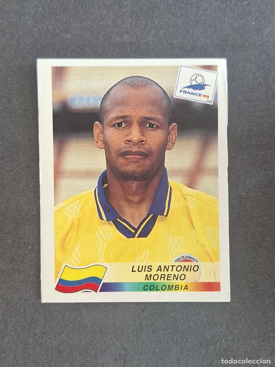 Cromos de f&uacute;tbol: L1 LUIS ANTONIO MORENO SELECCION COLOMBIA 451 MUNDIAL FRANCIA 98 PANINI NUNCA PEGADO SIN PEGAR