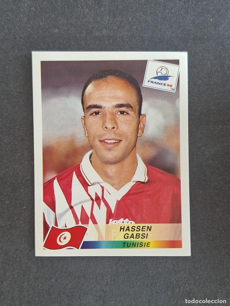 Cromos de f&uacute;tbol: L1 HASSEN GABSI SELECCION TUNEZ 494 MUNDIAL FRANCIA 98 PANINI NUNCA PEGADO SIN PEGAR