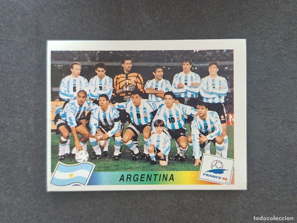 Cromos de f&uacute;tbol: L1 ALINEACION EQUIPO SELECCION ARGENTINA 498 MUNDIAL FRANCIA 98 PANINI NUNCA PEGADO SIN PEGAR