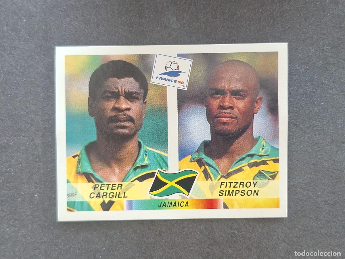 Cromos de f&uacute;tbol: L1 CARGILL - SIMPSON SELECCION JAMAICA 557 MUNDIAL FRANCIA 98 PANINI NUNCA PEGADO SIN PEGAR