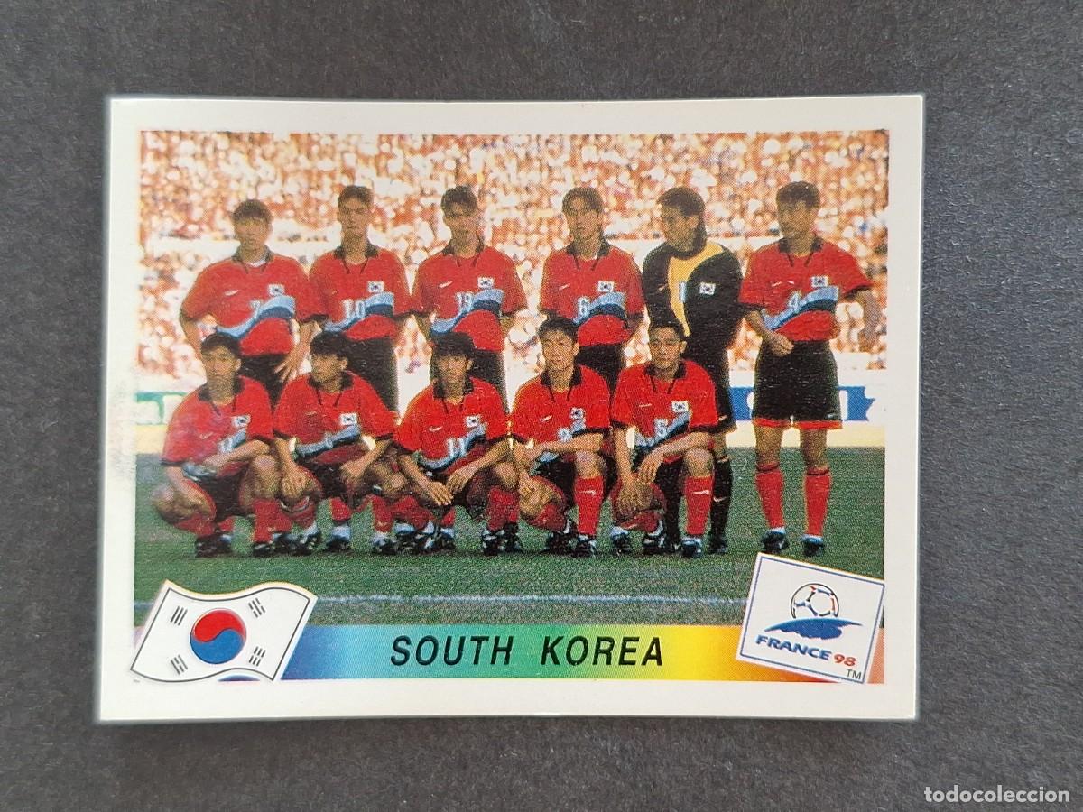 Cromos de f&uacute;tbol: L1 ALINEACION EQUIPO SELECCION KOREA DEL SUR 335 MUNDIAL FRANCIA 98 PANINI NUNCA PEGADO SIN PEGAR