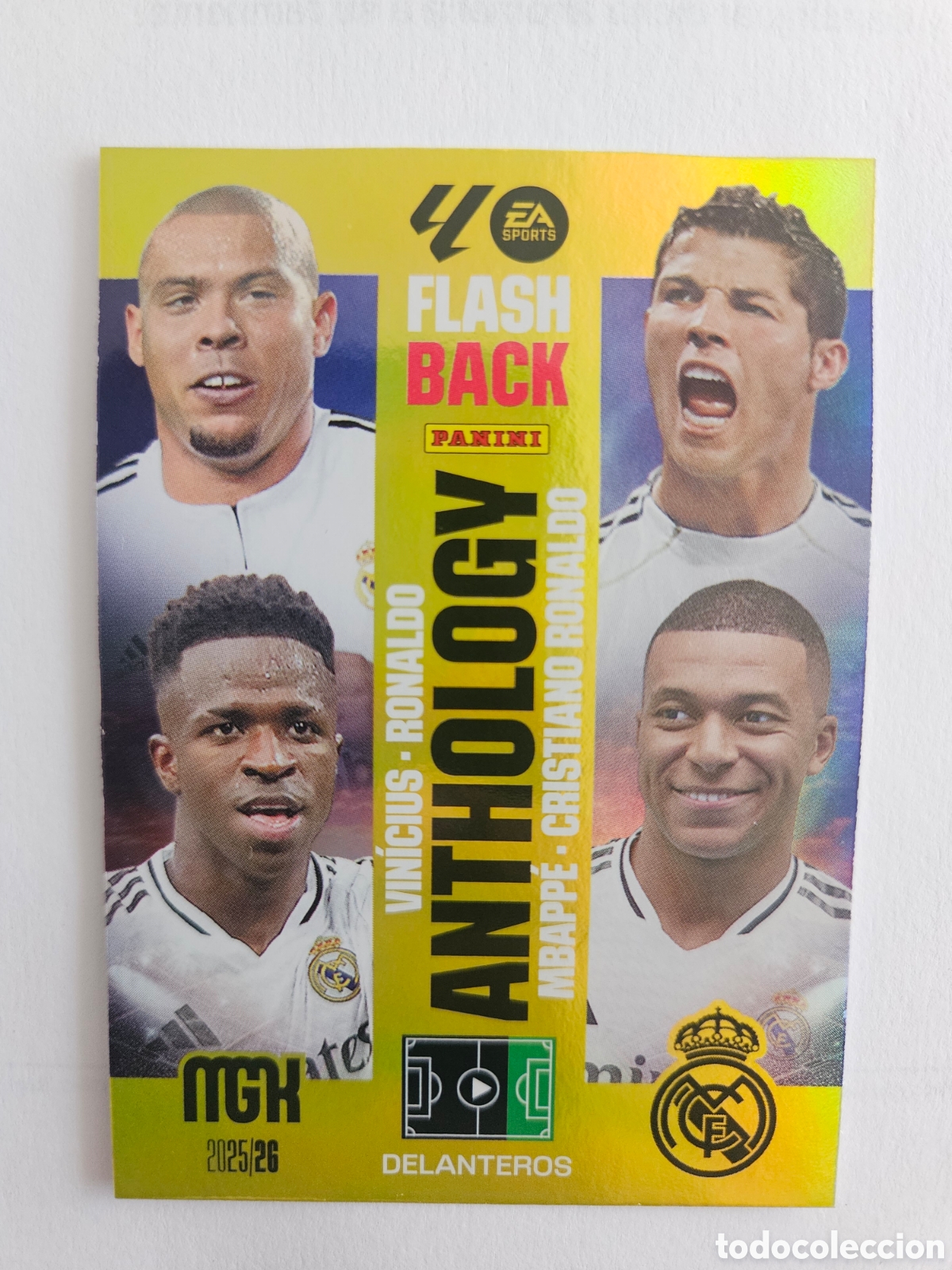 Cromos de f&uacute;tbol: CARD 440 FLASHBACK ANTHOLOGY REAL MADRID CRISTIANO RONALDO CR7 VINICIUS MBAPP&Eacute; MEGACRACKS 25 26 2026