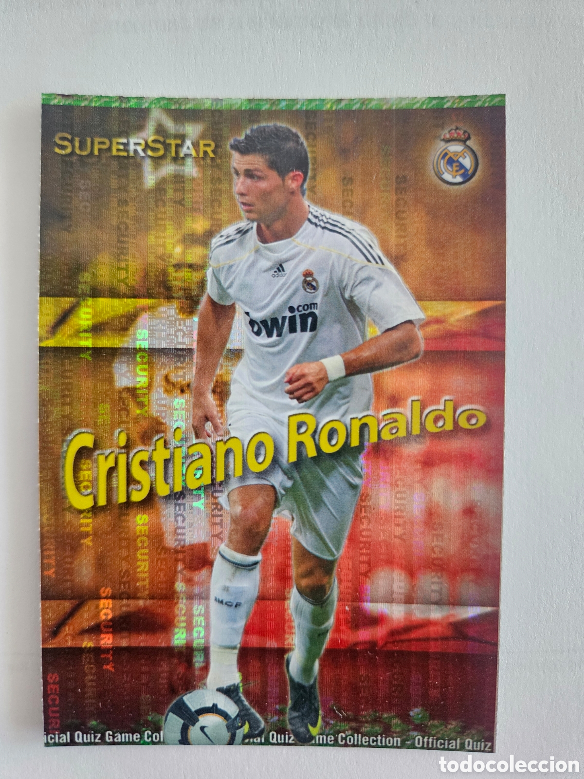Cromos de f&uacute;tbol: 52 CRISTIANO RONALDO SUPERSTAR SECURITY REAL MADRID CARD MUNDICROMO QUIZ GAME 2009 2010 09 10
