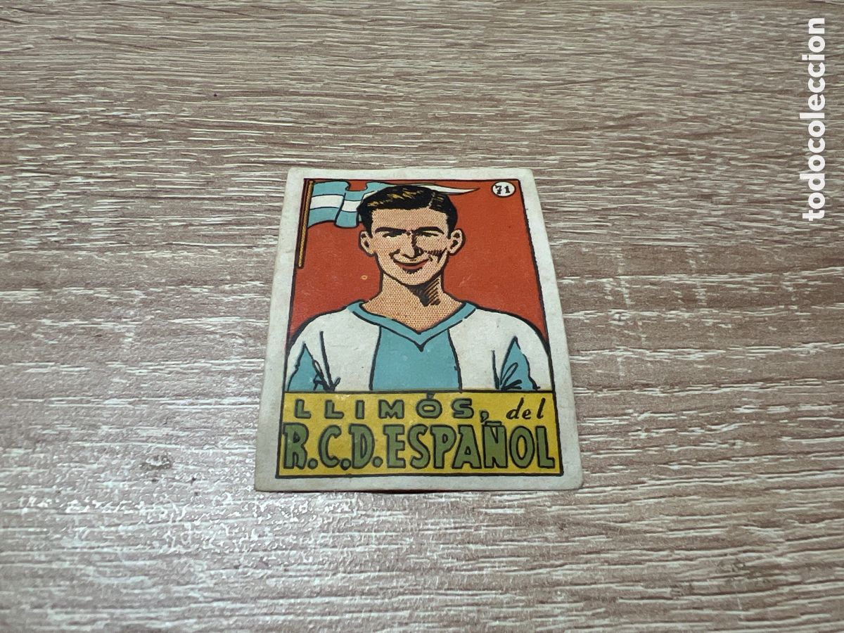 Cartes &agrave; collectionner de Football: 1939 LLIMOS R.C.D.ESPA&Ntilde;OL N&ordm; 71 BRUGUERA