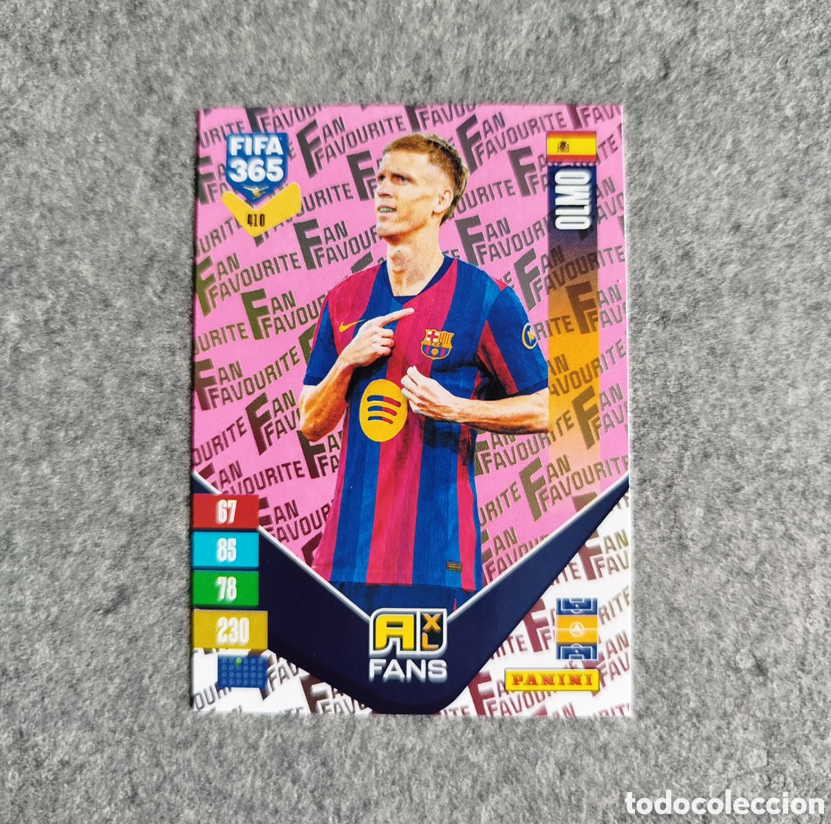 Cromos de f&uacute;tbol: PINK ROSA VARIANTE DANI OLMO FC BARCELONA ADRENALYN FIFA 365 2027 CROMO CARD PANINI FANS FAVOURITE