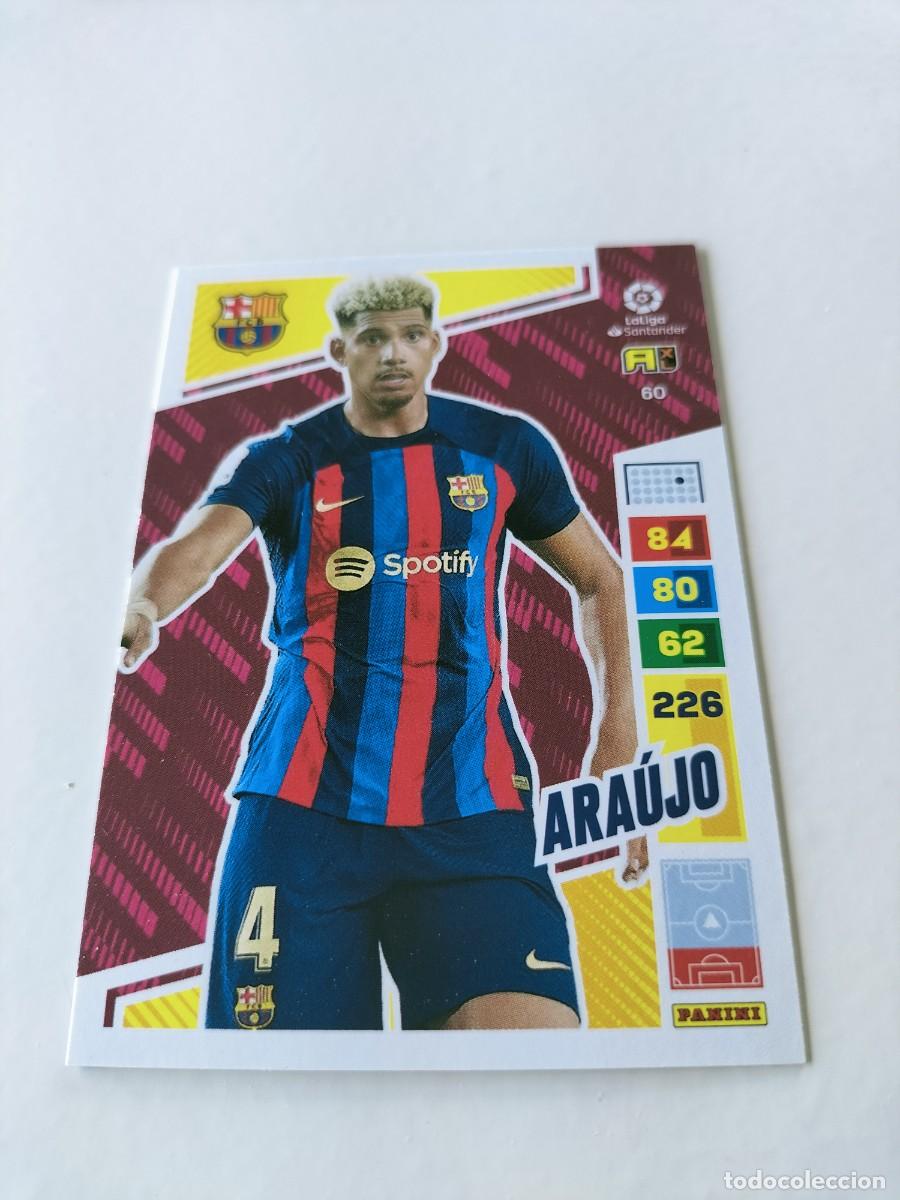 Cromos de f&uacute;tbol: 1 CROMO FICHA PANINI ADRENALYN TEMPORADA 2022-2023 22-23 F.C BARCELONA 60 ARAUJO