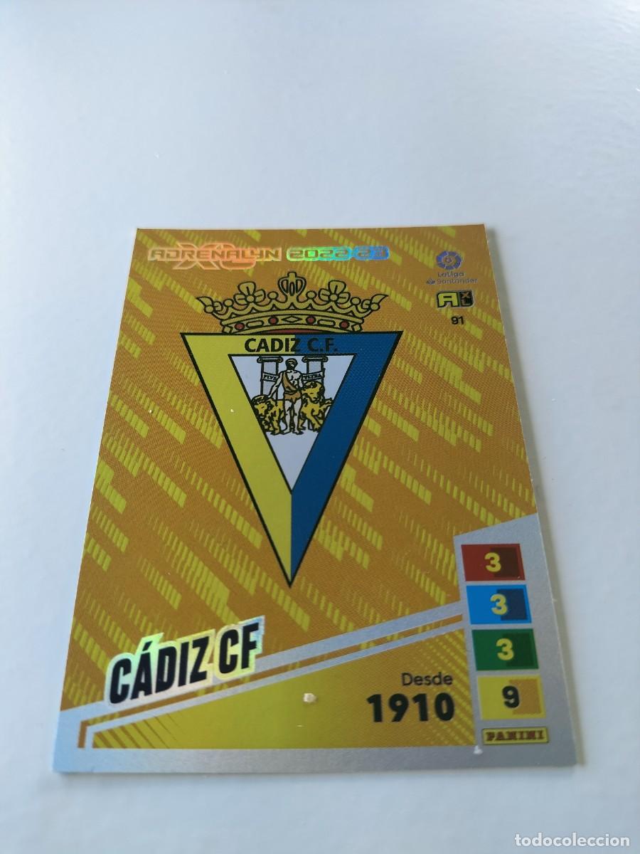 Cromos de f&uacute;tbol: 1 CROMO FICHA PANINI ADRENALYN TEMPORADA 2022-2023 22-23 CADIZ C.F 91 ESCUDO
