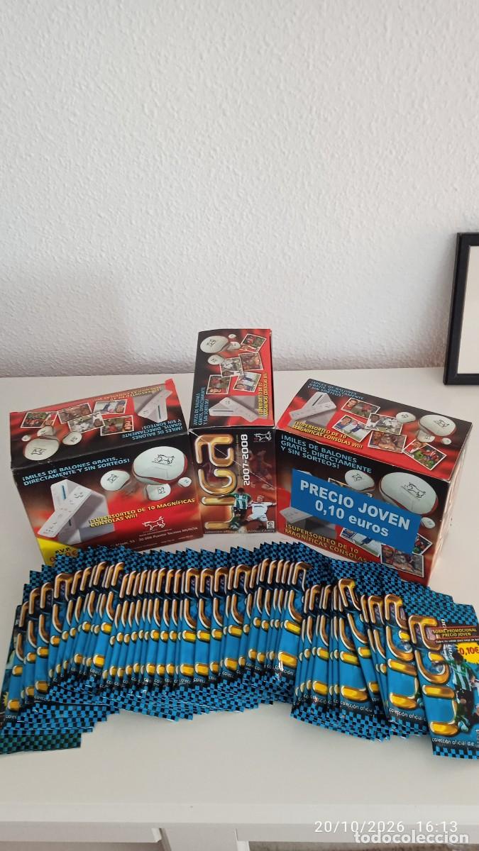 Cromos de f&uacute;tbol: 3 CAJAS COMPLETAS CON 150 SOBRES SIN ABRIR LIGA 2007 2008 07 08 PRECIO JOVEN 0.10 SOBRE AZUL MESSI
