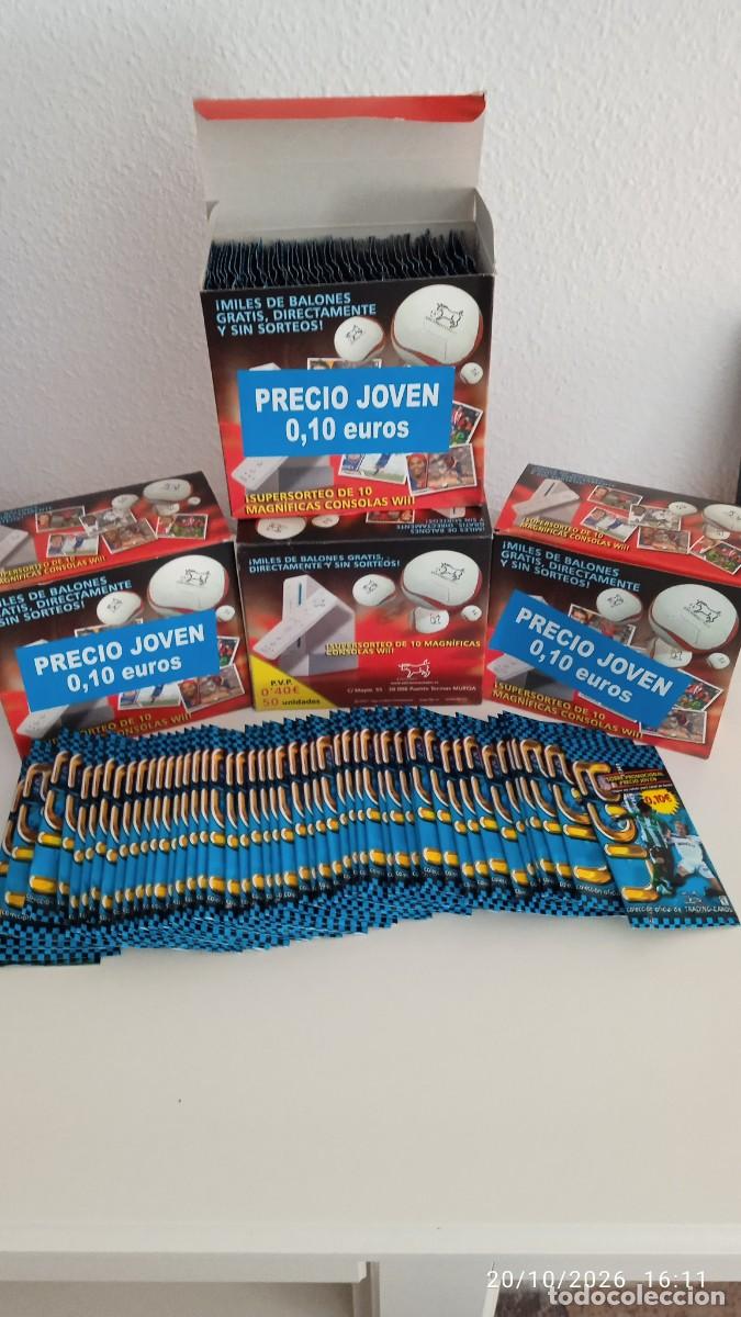 Cromos de f&uacute;tbol: 4 CAJAS COMPLETAS CON 200 SOBRES SIN ABRIR LIGA 2007 2008 07 08 PRECIO JOVEN 0.10 SOBRE AZUL MESSI