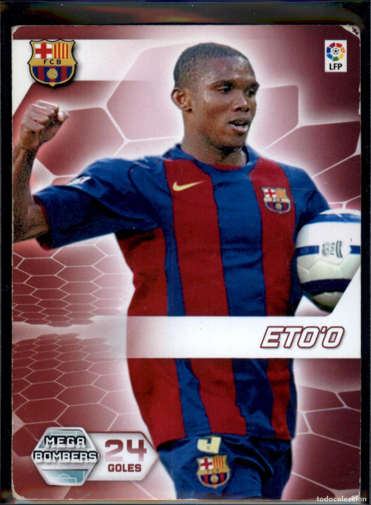 Cromos de f&uacute;tbol: Eto'o Mega Bombers N&ordm; 398 Bar&ccedil;a (Barcelona) LFP Megacracks 2005 2006 Panini 05 06