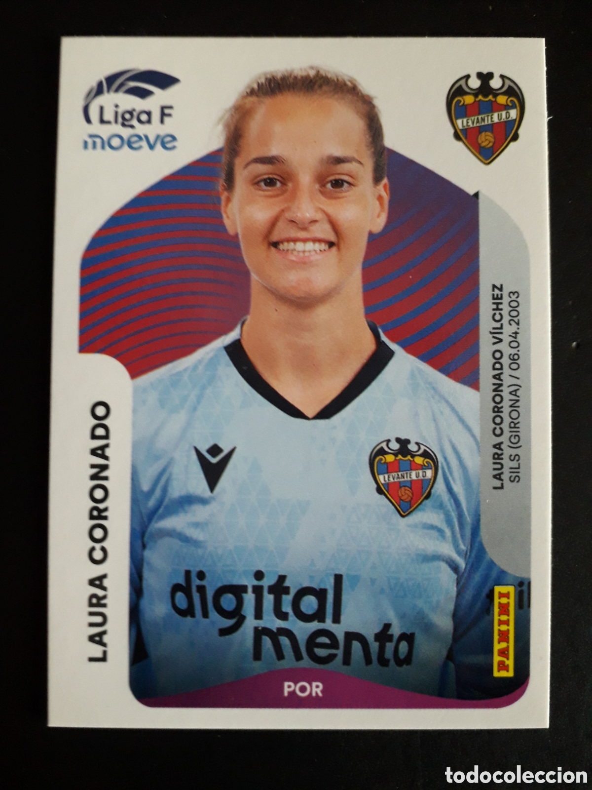 Cromos de f&uacute;tbol: LAURA CORONADO LEVANTE N&deg; 224 LIGA F FEMENINA 2025 2026 25 26 PANINI SIN PEGAR PEDIDO M&Iacute;NIMO 3&euro;
