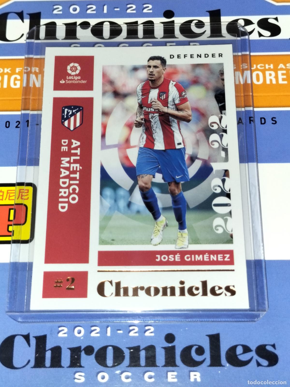 Figurine di Calcio: N&ordm; 4 JOSE GIMENEZ ATLETICO DE MADRID CARD CHRONICLES LA LIGA SOCCER 2021 2022 21 22 PANINI