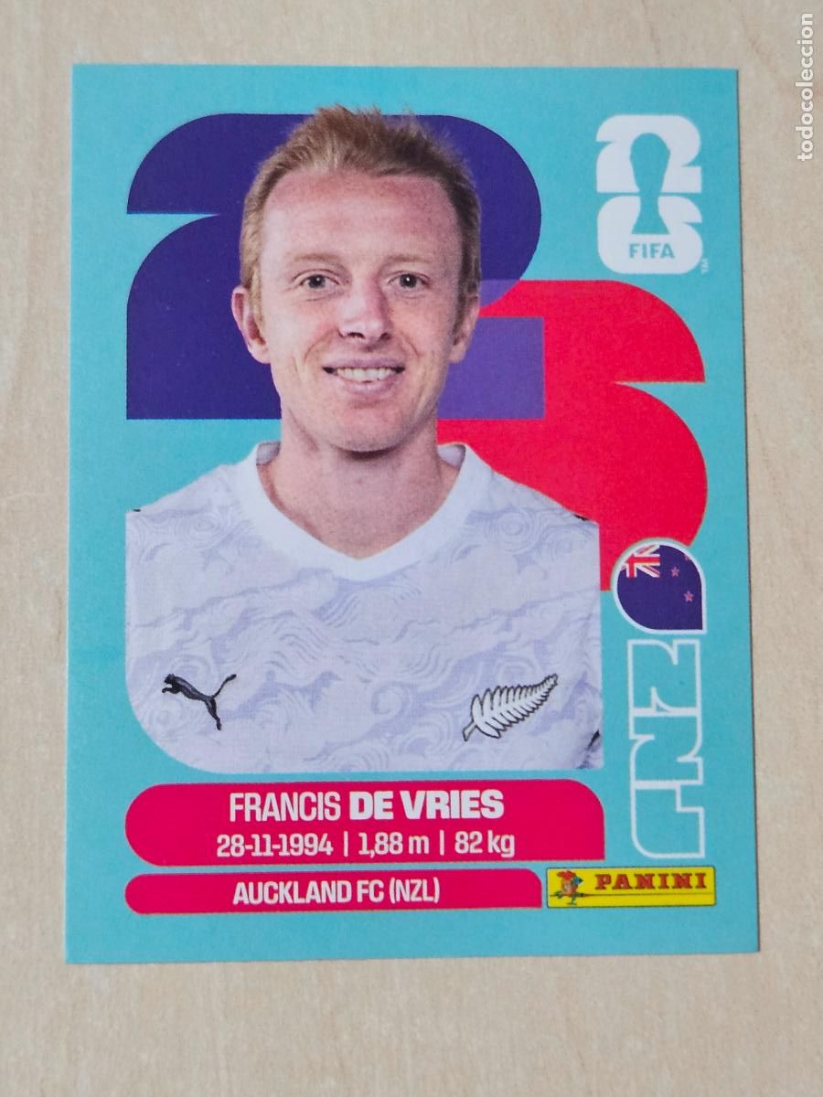 Cromos de f&uacute;tbol: CROMO NZL8 NZL 8 DE VRIES NUEVA ZELANDA - MUNDIAL FIFA WORLD CUP 2026 STICKER PANINI SIN PEGAR