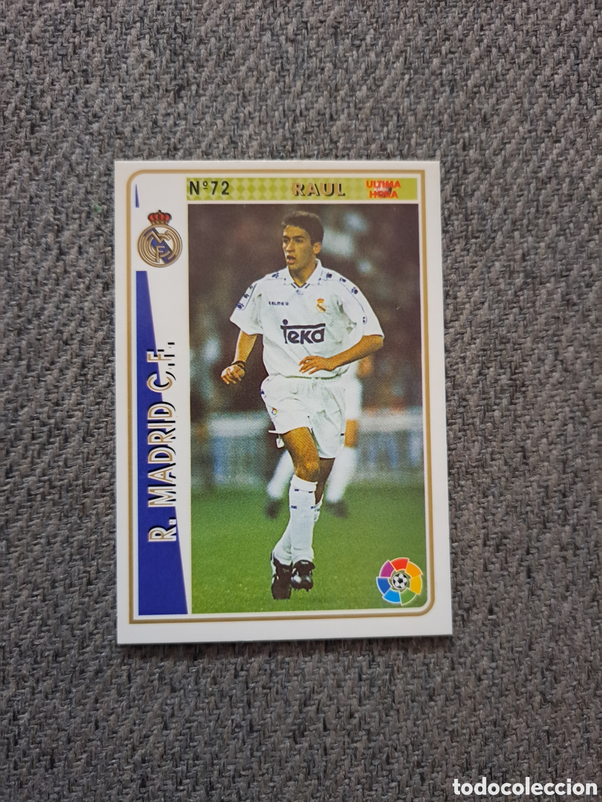 Cromos de f&uacute;tbol: Ra&uacute;l (&Uacute;ltima Hora) N&deg;72. Real Madrid. Mundicromo Liga 94-95.