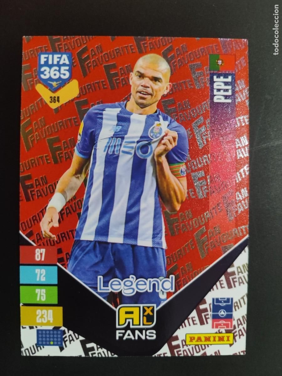 Cromos de f&uacute;tbol: ADRENALYN XL FIFA 365 2027 CARD FANS LEGEND PARALELA ROJA PEPE PORTO # 364 PANINI