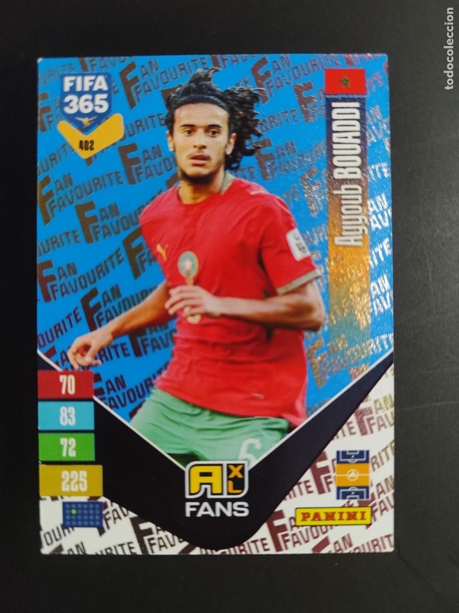 Cromos de f&uacute;tbol: ADRENALYN XL FIFA 365 2027 CARD FANS PARALELA AZUL BOUADDI MARRUECOS # 402 PANINI