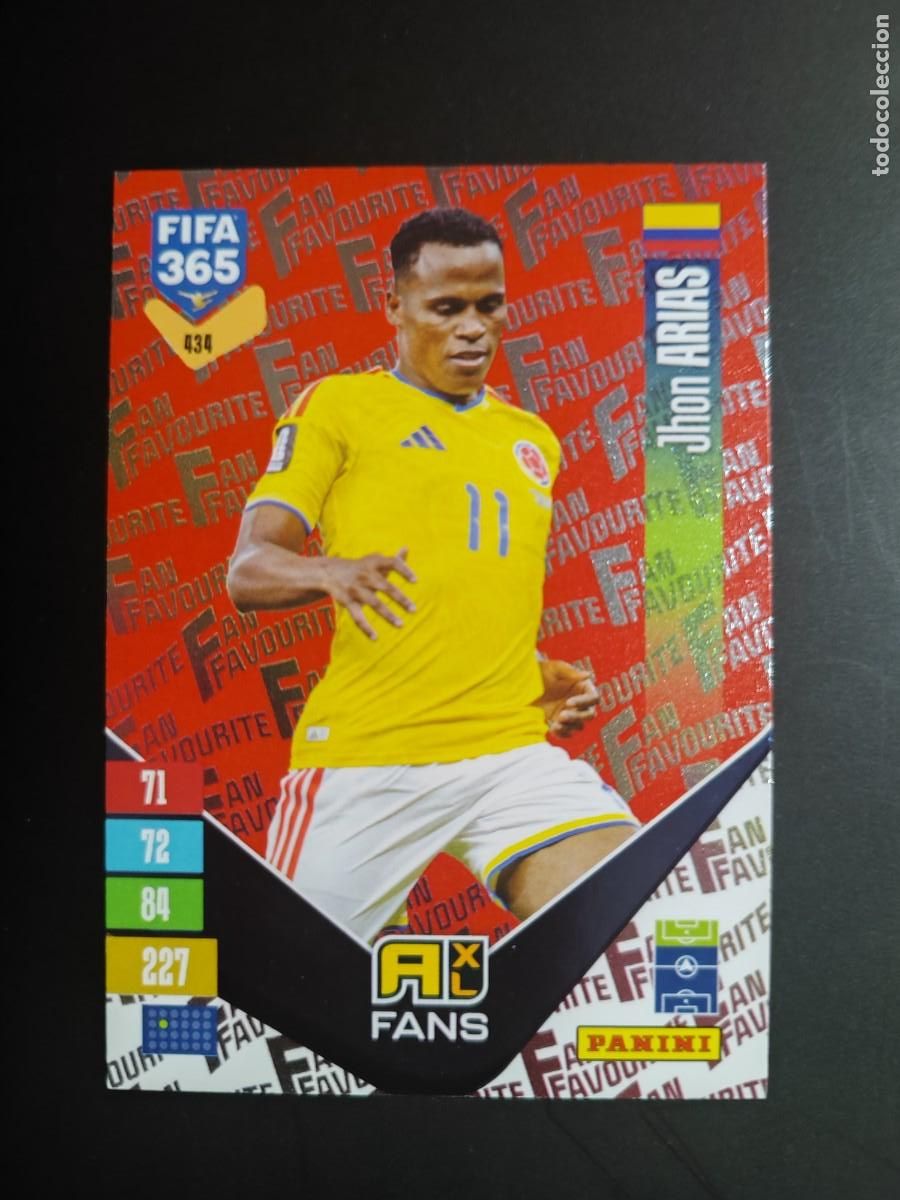 Cromos de f&uacute;tbol: ADRENALYN XL FIFA 365 2027 CARD FANS PARALELA ROJA JHON ARIAS COLOMBIA # 434 PANINI