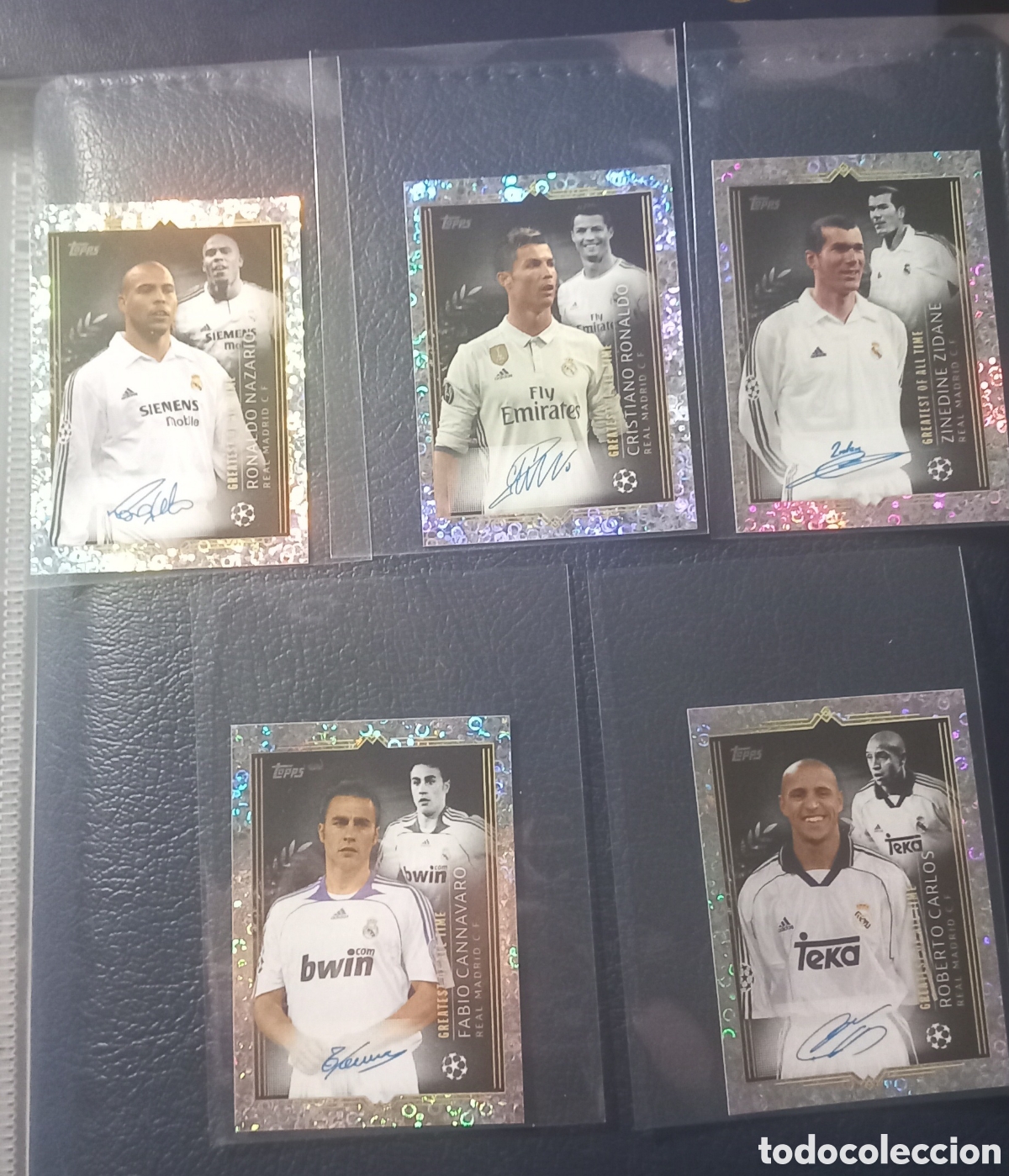 Cromos de f&uacute;tbol: Lote 5 cromos REAL MADRID firmados Topps 2023 2024 UCL