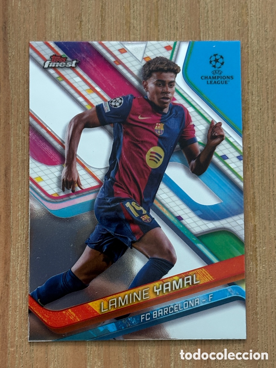 Cromos de f&uacute;tbol: CROMO LAMINE YAMAL TOPPS Finest UEFA CC 2024-25 Chrome card N 99