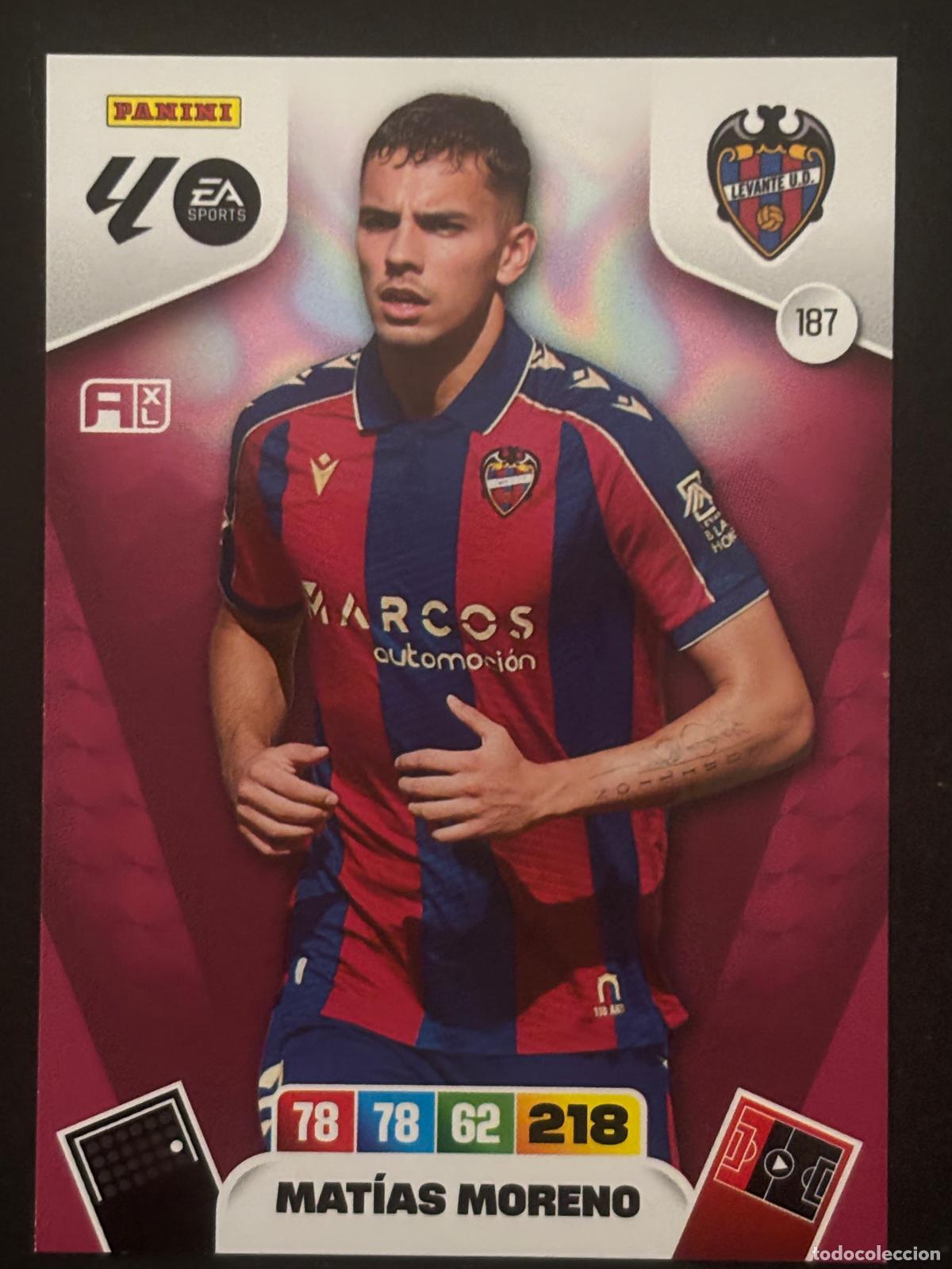 Football Stickers: 187 MAT&Iacute;AS MORENO LEVANTE ADRENALYN XL LALIGA EA SPORTS 25-26 2025-2026 PANINI