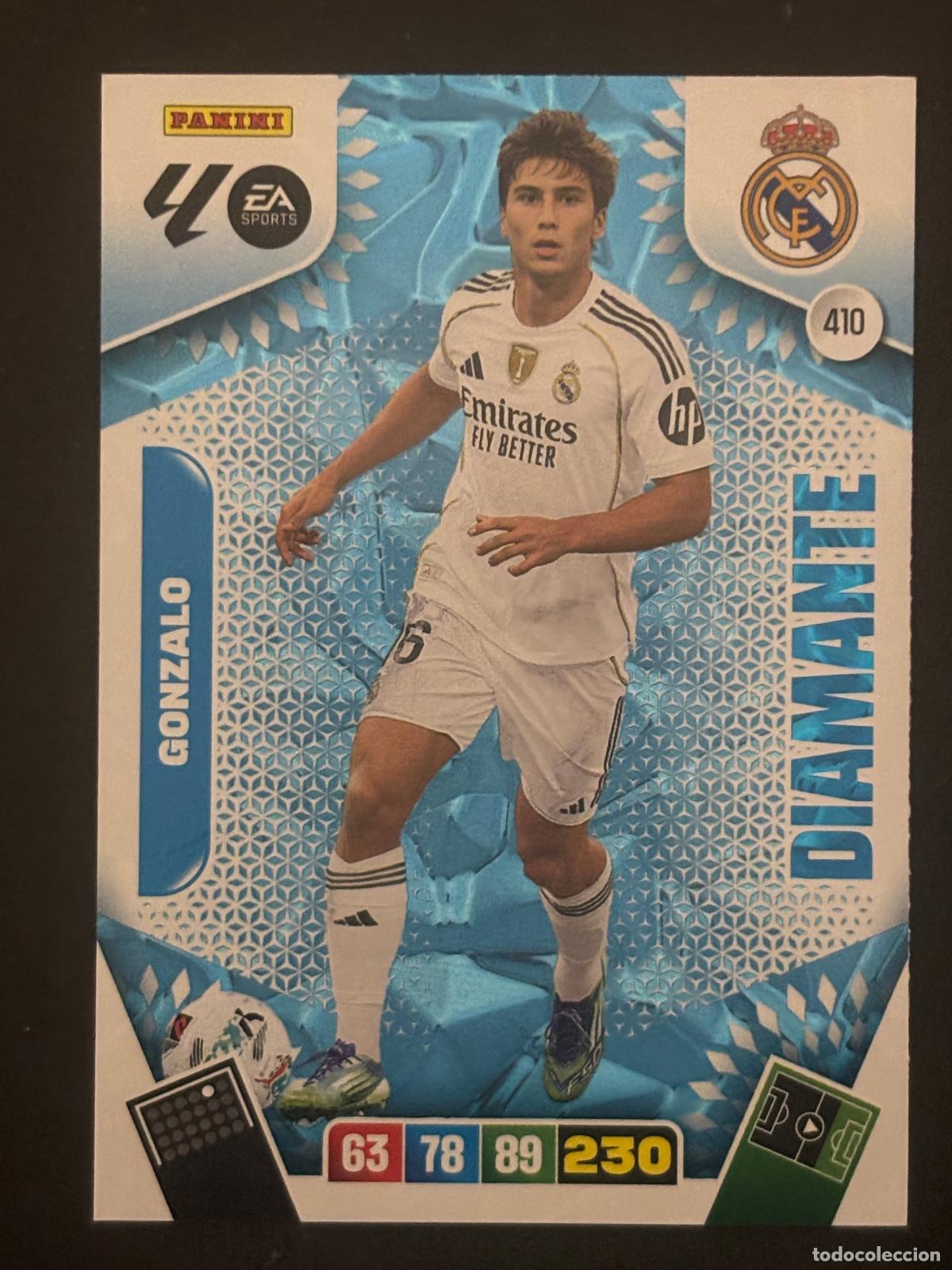 Fu&szlig;ball-Sticker: 410 GONZALO REAL MADRID DIAMANTES ADRENALYN XL LALIGA EA SPORTS 25-26 2025-2026 PANINI
