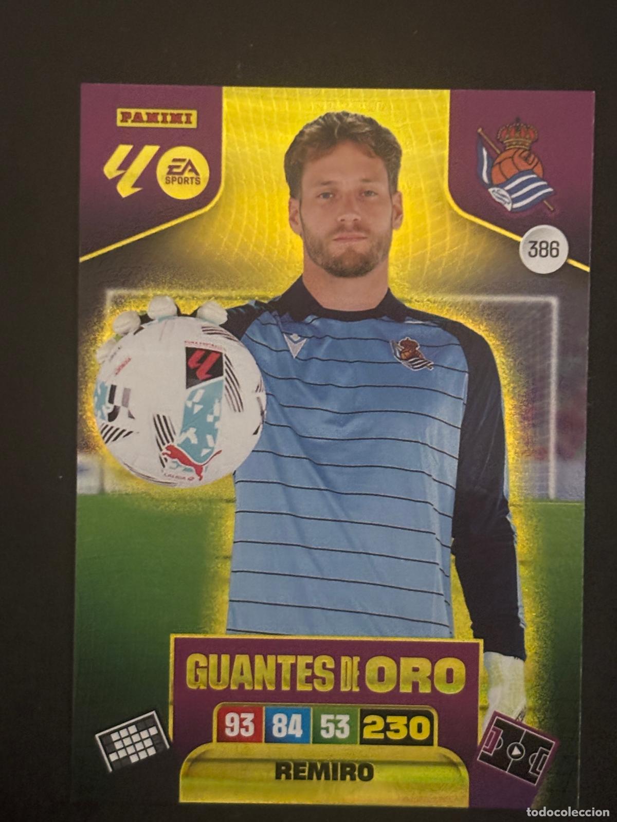 Fu&szlig;ball-Sticker: 386 REMIRO REAL SOCIEDAD GUANTES DE ORO ADRENALYN XL LALIGA EA SPORTS 25-26 2025-2026