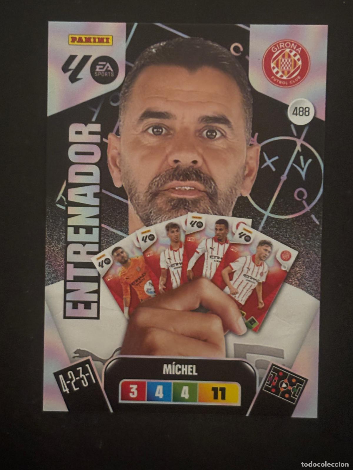 Cromos de f&uacute;tbol: 488 M&Iacute;CHEL GIRONA ENTRENADOR ADRENALYN PLUS 2&ordf; EDICI&Oacute;N ADRENALYN XL LALIGA 25-26 2025-2026