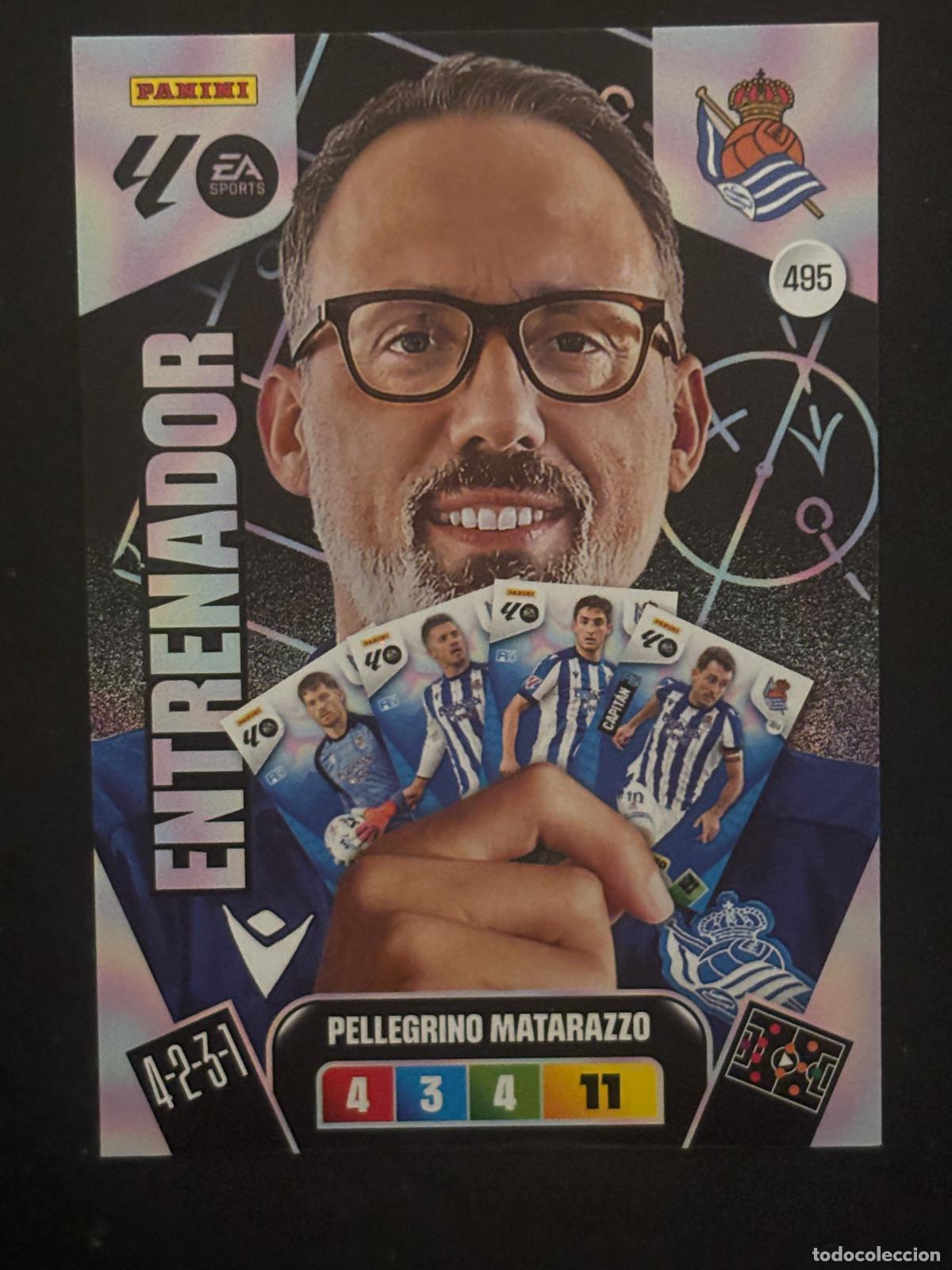 Cromos de f&uacute;tbol: 495 PELLEGRINO MATARAZZO REAL SOCIEDAD ENTRENADOR PLUS 2&ordf; EDICI&Oacute;N ADRENALYN LALIGA 25-26