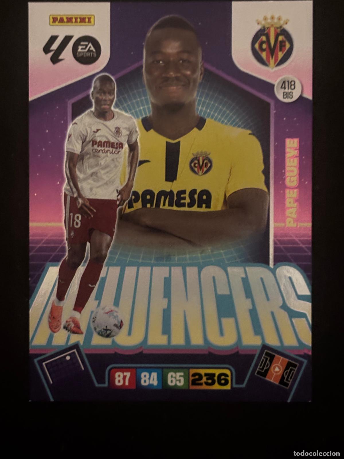Cromos de f&uacute;tbol: 418BIS PAPE GUEYE VILLARREAL INFLUENCERS SOBRE PREMIUM ADRENALYN XL LALIGA 25-26 2025-2026
