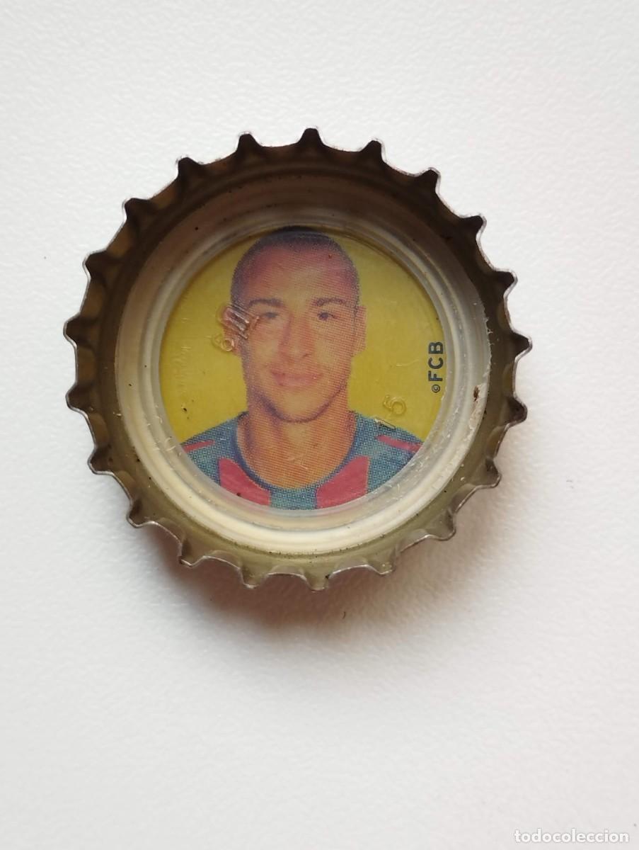 Cartes &agrave; collectionner de Football: CHAPA, TAPA CORONA COCA COLA - CAPS - TAPON - FC BARCELONA 2005 FONDO AMARILLO HENRIK LARSSON