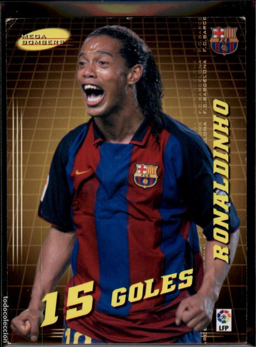 Cromos de f&uacute;tbol: Ronaldinho Mega Bombers N&ordm; 405 Bar&ccedil;a (Barcelona) La Liga LFP Megacracks 2004 2005 Panini 04 05