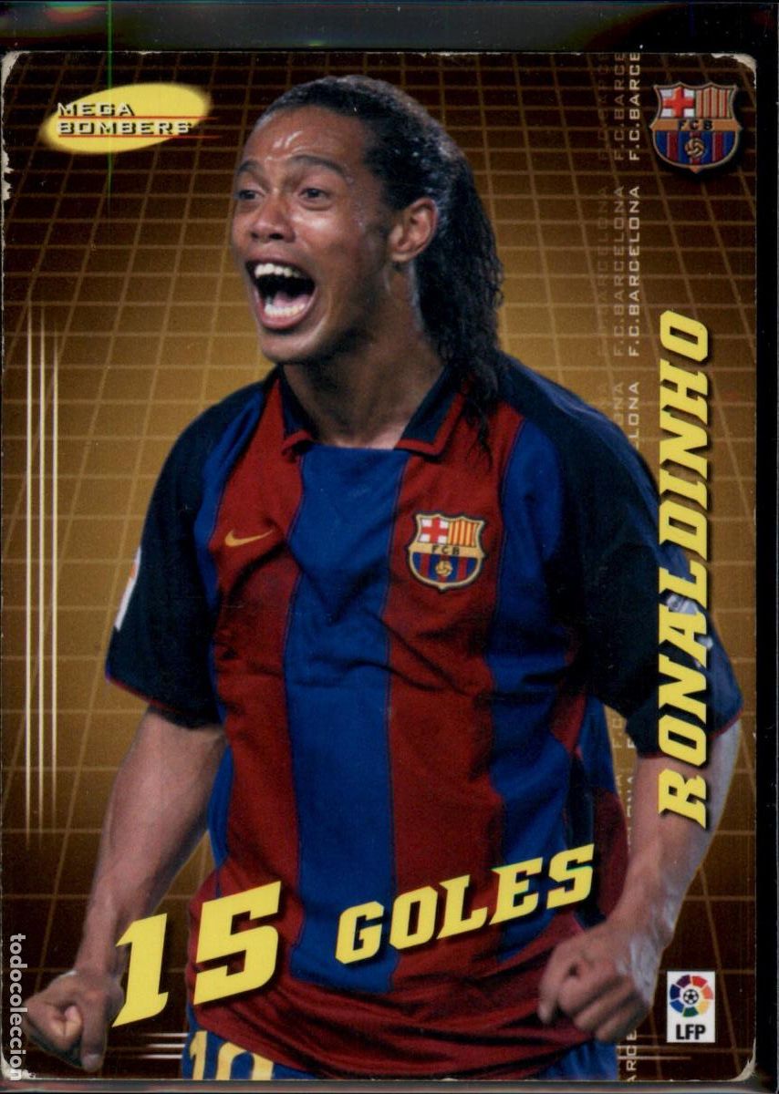 Cromos de f&uacute;tbol: Ronaldinho Mega Bombers N&ordm; 405 Bar&ccedil;a (Barcelona) La Liga LFP Megacracks 2004 2005 Panini 04 05