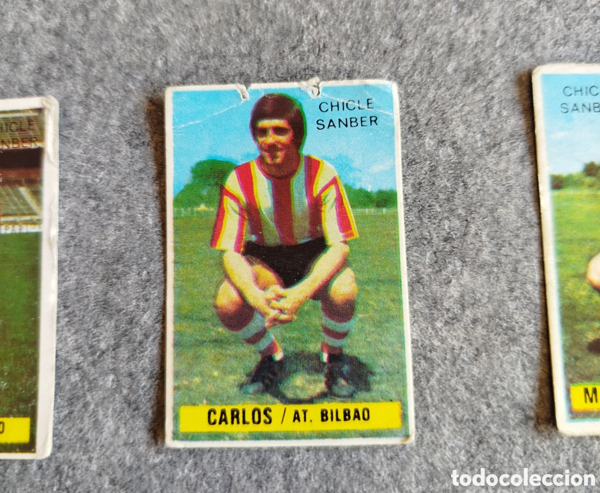 Cromos de f&uacute;tbol: CHICLE SANBER DESPEGADO CARLOS ATHLETIC CLUB DE BILBAO 74 75 1974 1975 EDICIONES ESTE CROMO