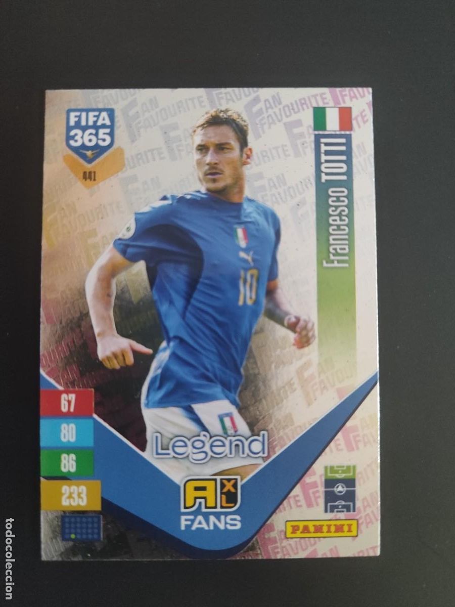 Fu&szlig;ball-Sticker: ADRENALYN XL FIFA 365 2027 CARD FANS LEGEND TOTTI ITALIA # 441 PANINI